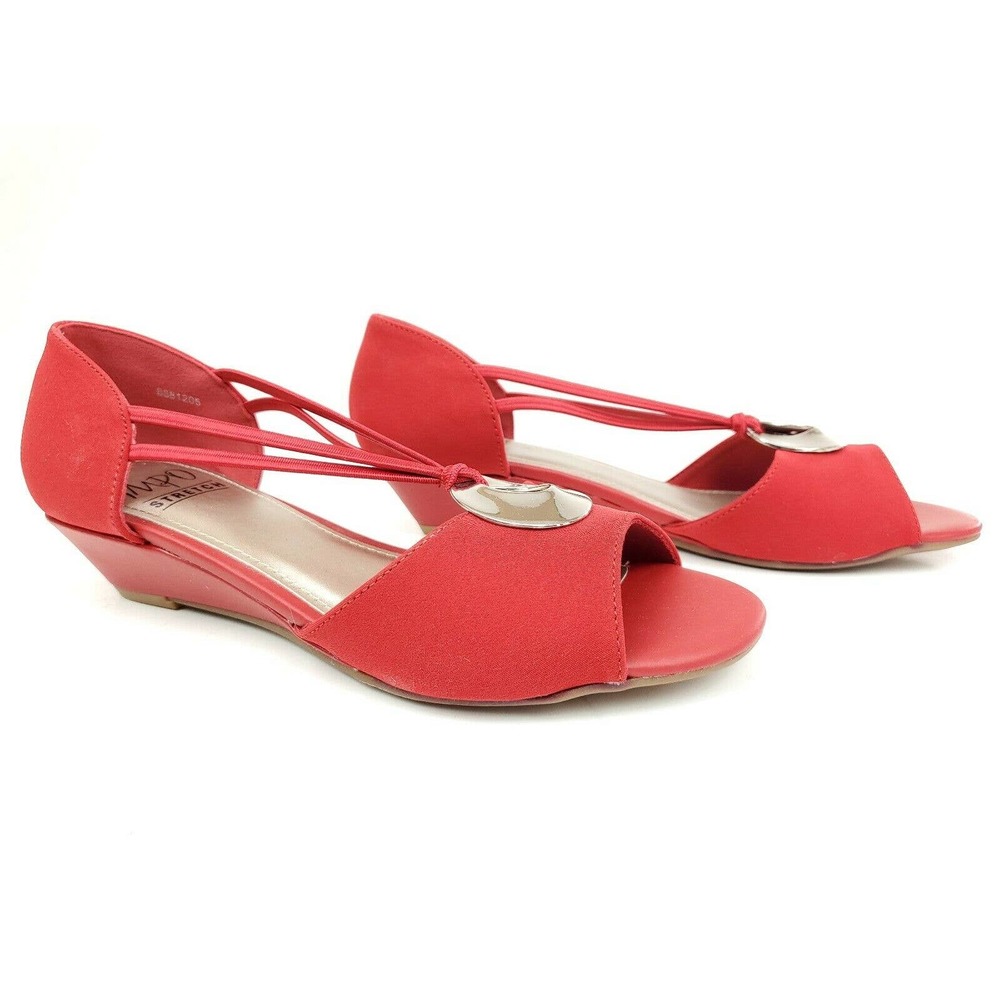 IMPO 'REGIE' Red Wedge Sandals Shoes Size 6.5 M